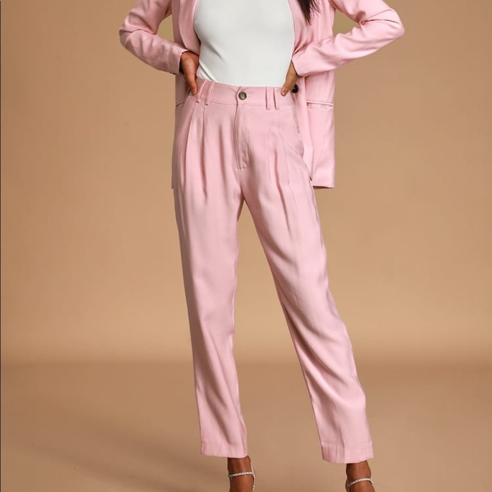 NWT LuLus Strictly Business Pink High Waisted Pant